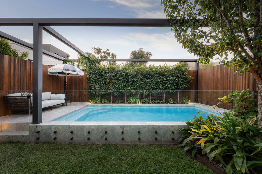 Contemporary pool with CHR heat pump installed in Altona, Melbourne